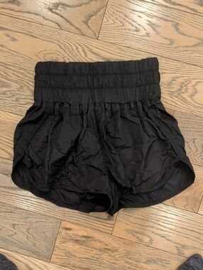 Free People Black High-Rise Smocked Waist Shorts